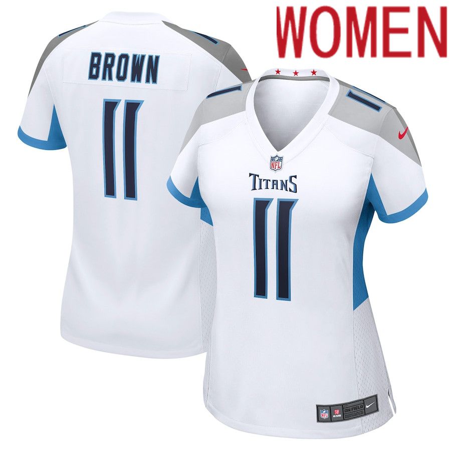 Women Tennessee Titans #11 A.J. Brown Nike White Game NFL Jersey->women nfl jersey->Women Jersey